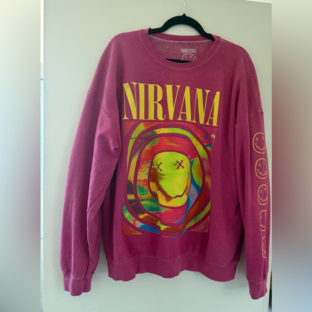 Urban Outfitters hot pink Nirvana oversized sweatshirt
